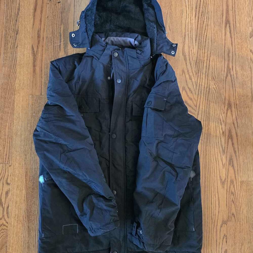 Black Hooded Winter Jacket
